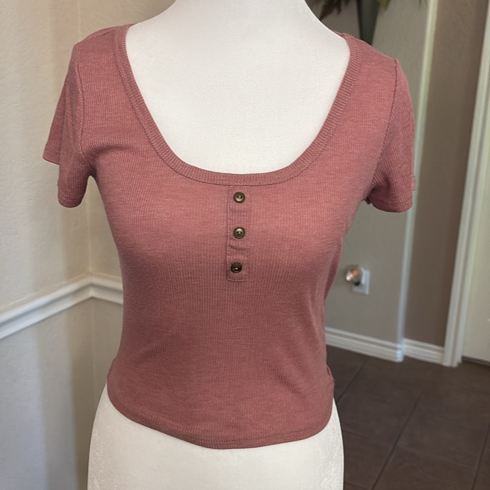 Bozzolo Pink Ribbed crop top Size M